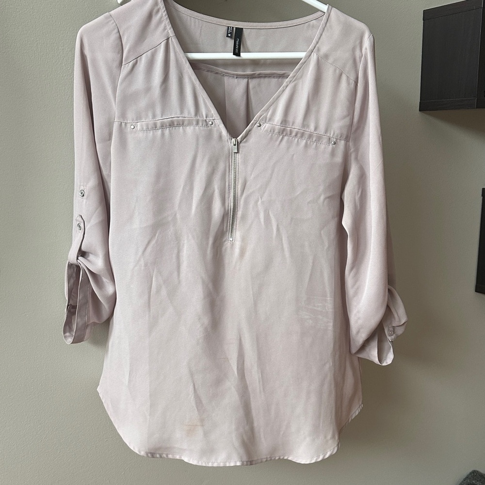 Maurices Light Pink Zip-Front Blouse